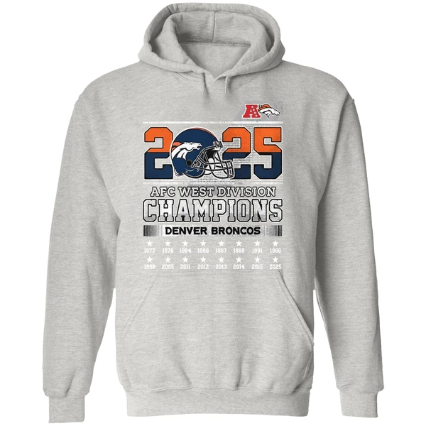 Denver Broncos 2025 Afc West Division Champions Helmet Name Roster Hoodie - Image 9