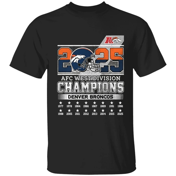 Denver Broncos 2025 Afc West Division Champions Helmet Name Roster Shirt