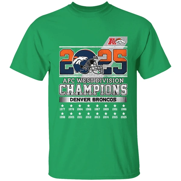 Denver Broncos 2025 Afc West Division Champions Helmet Name Roster Shirt - Image 2