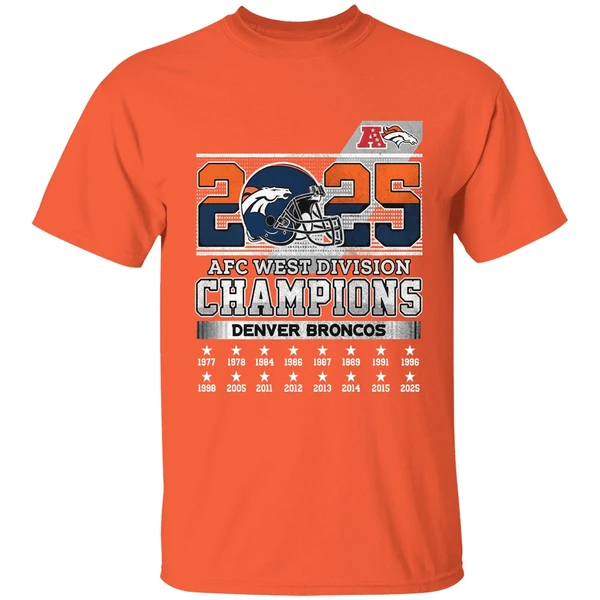 Denver Broncos 2025 Afc West Division Champions Helmet Name Roster Shirt - Image 6