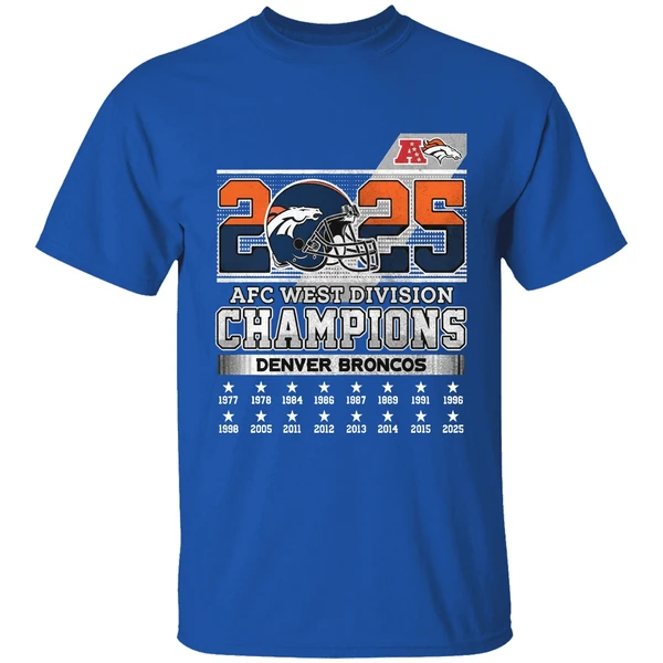 Denver Broncos 2025 Afc West Division Champions Helmet Name Roster Shirt - Image 8