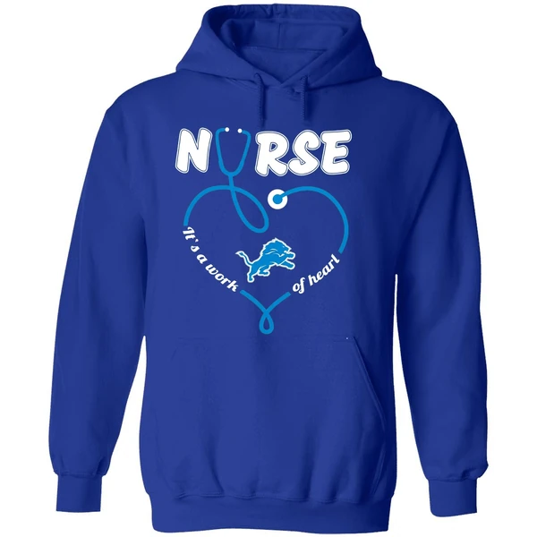 Detroit Lions Nurse Its A Work Of Heart Hoodie - Image 7