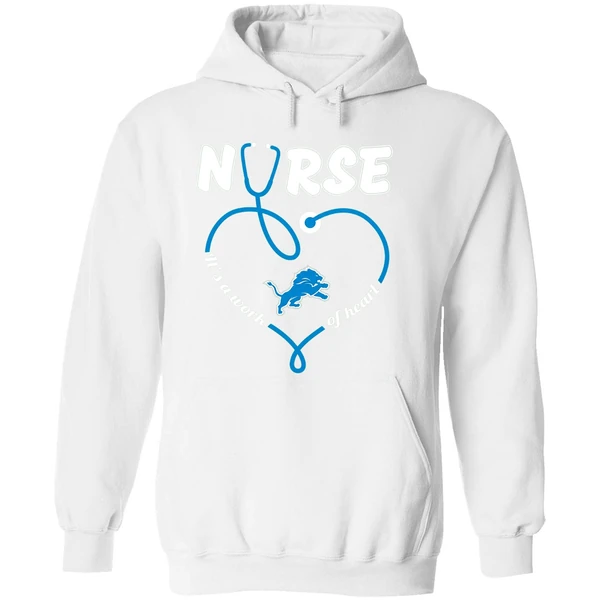 Detroit Lions Nurse Its A Work Of Heart Hoodie - Image 8