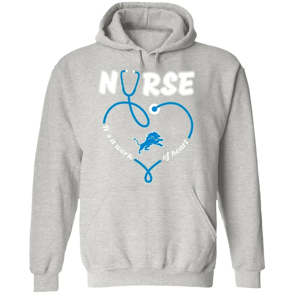 Detroit Lions Nurse Its A Work Of Heart Hoodie - Image 9