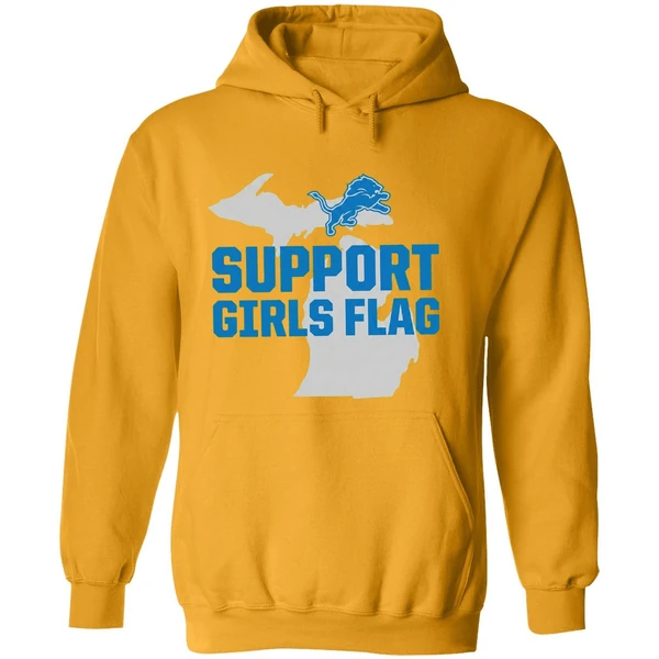 Detroit Lions Support Girls Flag Hoodie