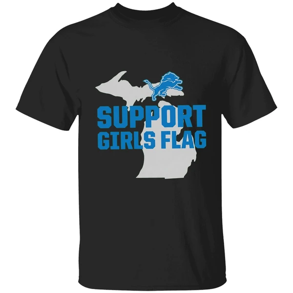 Detroit Lions Support Girls Flag Shirt