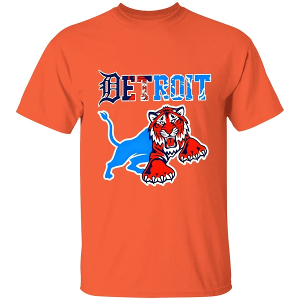 detroit tigers and detroit lions tiger shirt orange