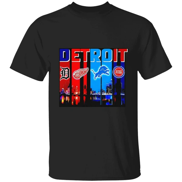 Detroit Tigers Detroit Red Wings Detroit Lions Detroit Pistons Skyline Shirt