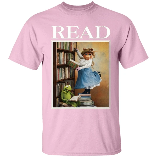 disney miss piggy and kermit muppets read shirt lightpink