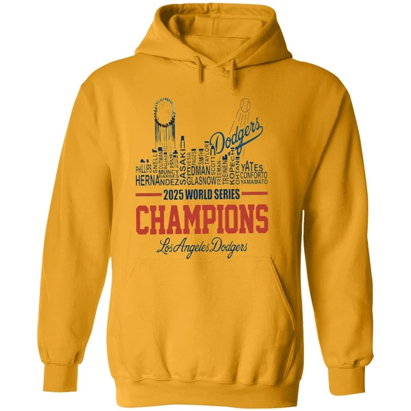 Dodgers 2025 World Series Champions Player Name City Skyline Hoodie