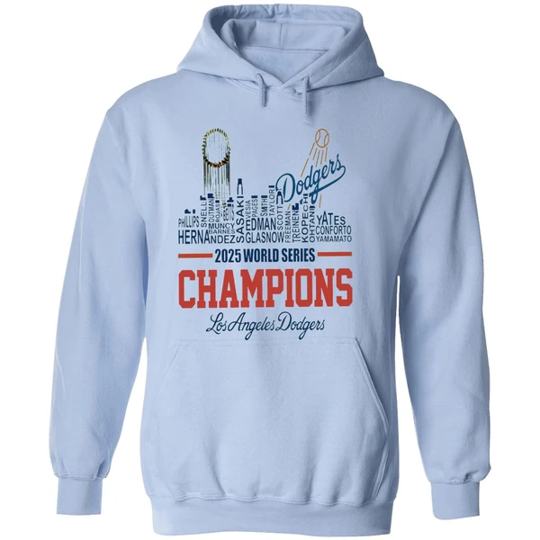 Dodgers 2025 World Series Champions Player Name City Skyline Hoodie - Image 4