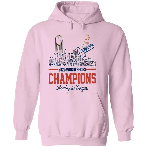 Dodgers 2025 World Series Champions Player Name City Skyline Hoodie - Image 5