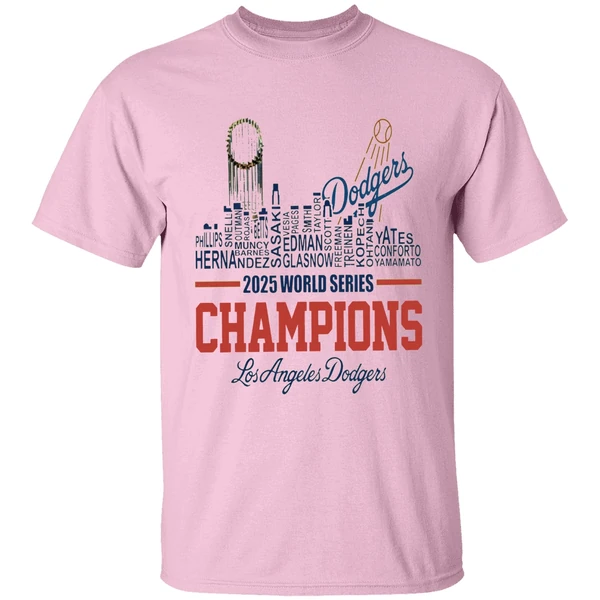 dodgers-2025-world-series-champions-player-name-city-skyline-shirt-lightpink