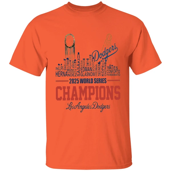 Dodgers 2025 World Series Champions Player Name City Skyline Shirt - Image 6