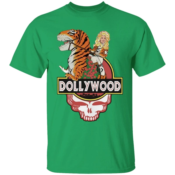 Dollywood Dolly Parton Riding Dinosaur Grateful Skull Shirt - Image 8