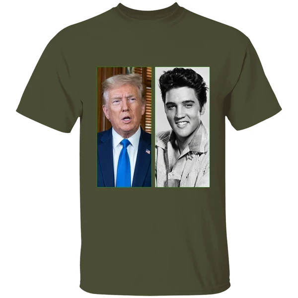 donald trump elvis presley the king of rock and the president shirt militarygreen
