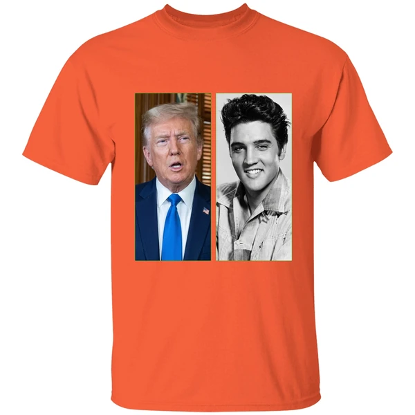 donald trump elvis presley the king of rock and the president shirt orange