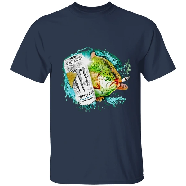 dope ass fish smoke monster beer shirt navy