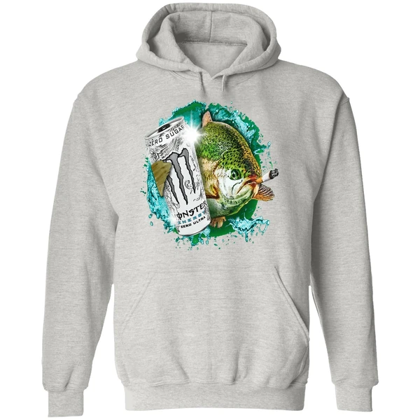 Dope Ass Fish Smoking Monster Energy Drink Meme Hoodie - Image 9