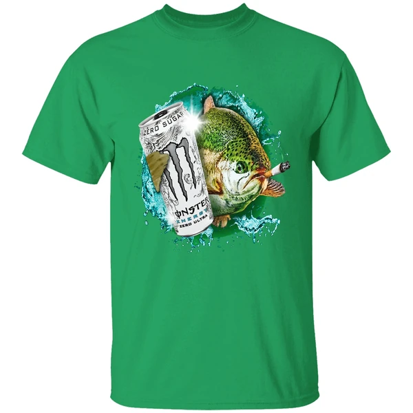 Dope Ass Fish Smoking Monster Energy Drink Meme Shirt - Image 2