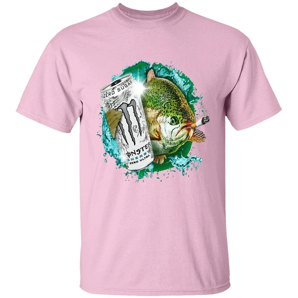 dope ass fish smoking monster energy drink meme shirt lightpink
