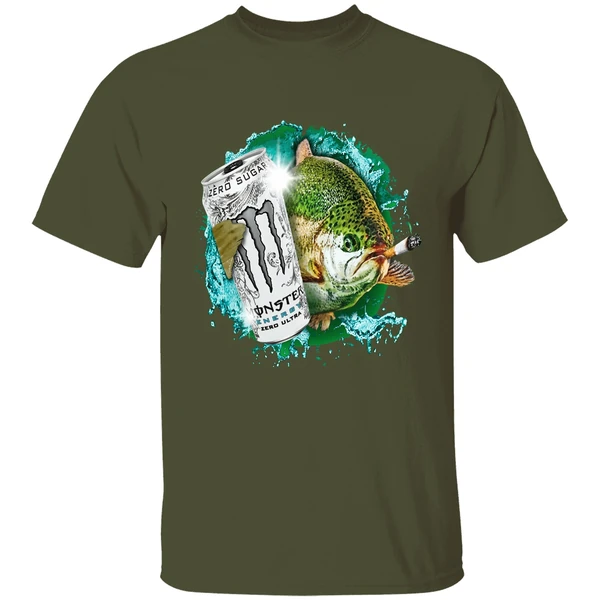 Dope Ass Fish Smoking Monster Energy Drink Meme Shirt - Image 4
