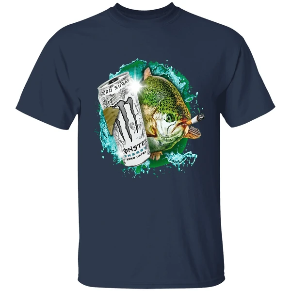 Dope Ass Fish Smoking Monster Energy Drink Meme Shirt - Image 5