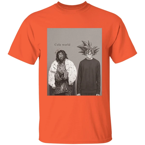 dragon ball goku j cole world shirt orange
