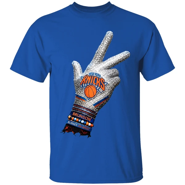 Drake Iceman Jalen Brunson New York Knicks Burner On The Wrist Diamond Chain Shirt - Image 5