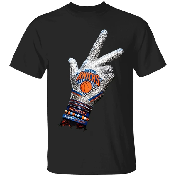 Drake Iceman Jalen Brunson New York Knicks Burner On The Wrist Diamond Chain Shirt - Image 7