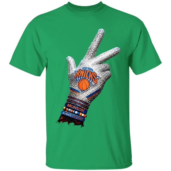 Drake Iceman Jalen Brunson New York Knicks Burner On The Wrist Diamond Chain Shirt - Image 8