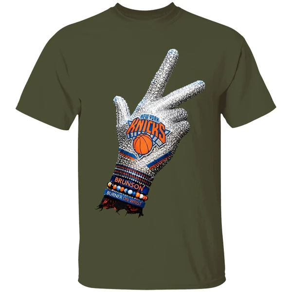 Drake Iceman Jalen Brunson New York Knicks Burner On The Wrist Diamond Chain Shirt - Image 9