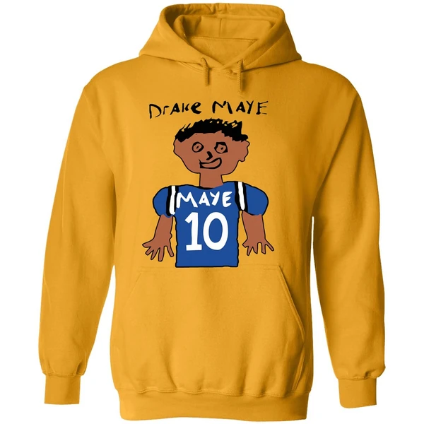 Drake Maye 10 New England Patriots Football Drawing Hoodie