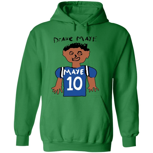 Drake Maye 10 New England Patriots Football Drawing Hoodie - Image 2