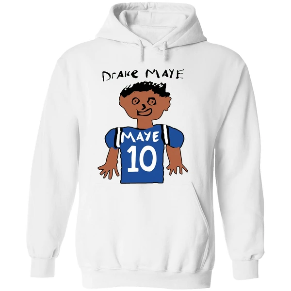 Drake Maye 10 New England Patriots Football Drawing Hoodie - Image 8