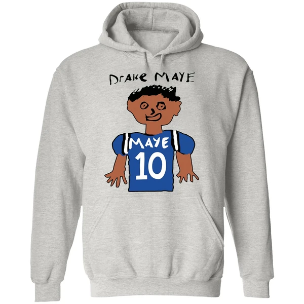 Drake Maye 10 New England Patriots Football Drawing Hoodie - Image 9