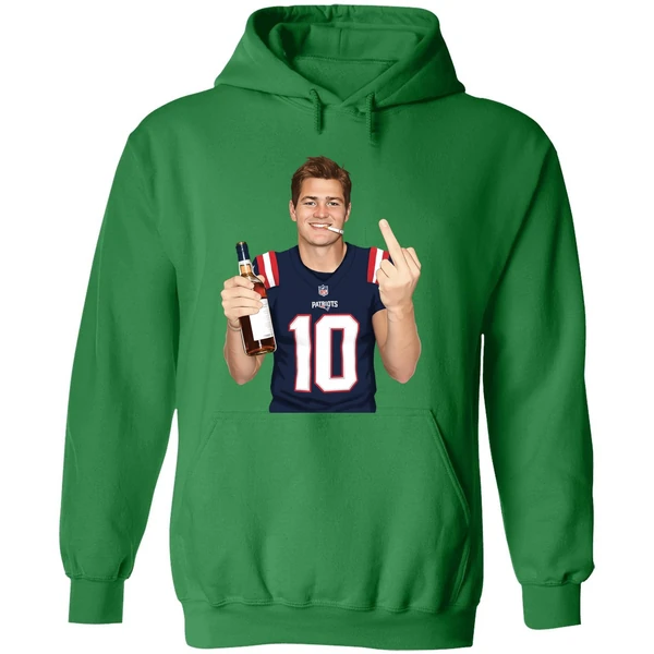 Drake Maye 2026 New England Patriots Middle Finger Hoodie - Image 2