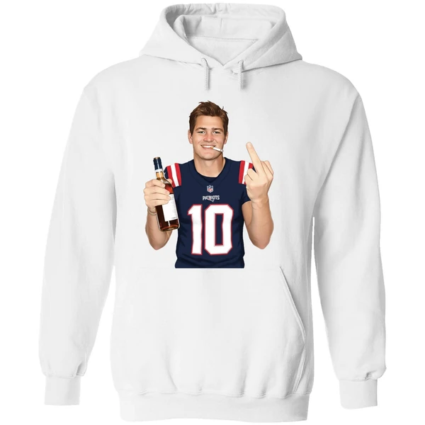 Drake Maye 2026 New England Patriots Middle Finger Hoodie - Image 8
