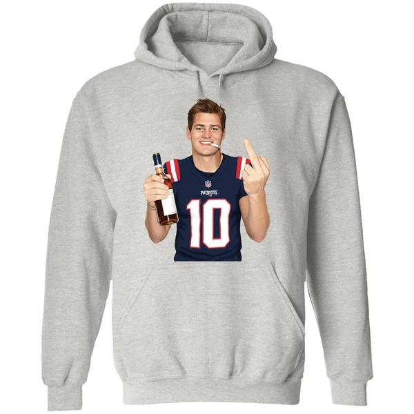 Drake Maye 2026 New England Patriots Middle Finger Hoodie - Image 9