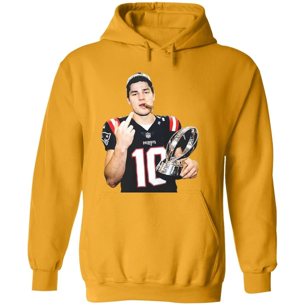 Drake Maye Middle Finger New England Patriots 2026 Super Bowl Lx Logo Hoodie