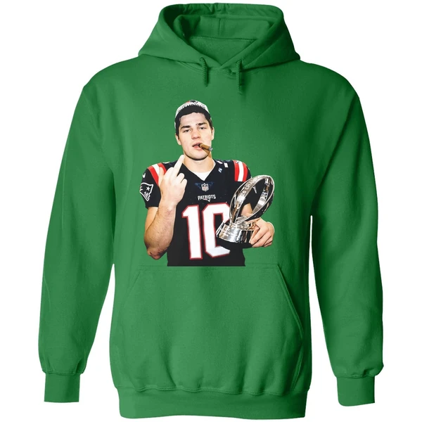 Drake Maye Middle Finger New England Patriots 2026 Super Bowl Lx Logo Hoodie - Image 2