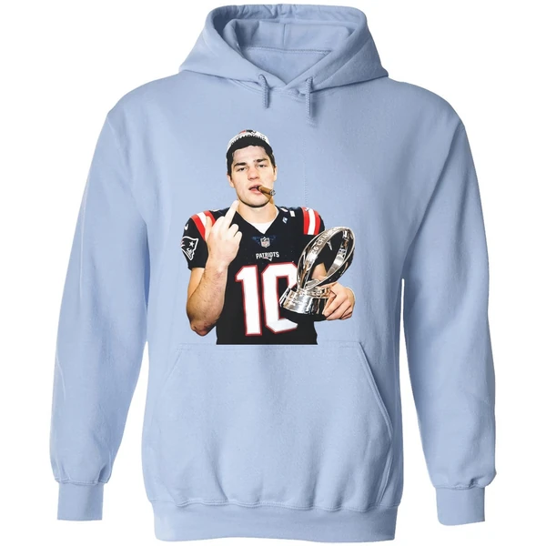 Drake Maye Middle Finger New England Patriots 2026 Super Bowl Lx Logo Hoodie - Image 4