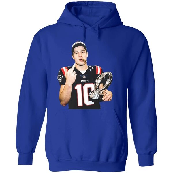 Drake Maye Middle Finger New England Patriots 2026 Super Bowl Lx Logo Hoodie - Image 7