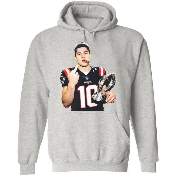 Drake Maye Middle Finger New England Patriots 2026 Super Bowl Lx Logo Hoodie - Image 9