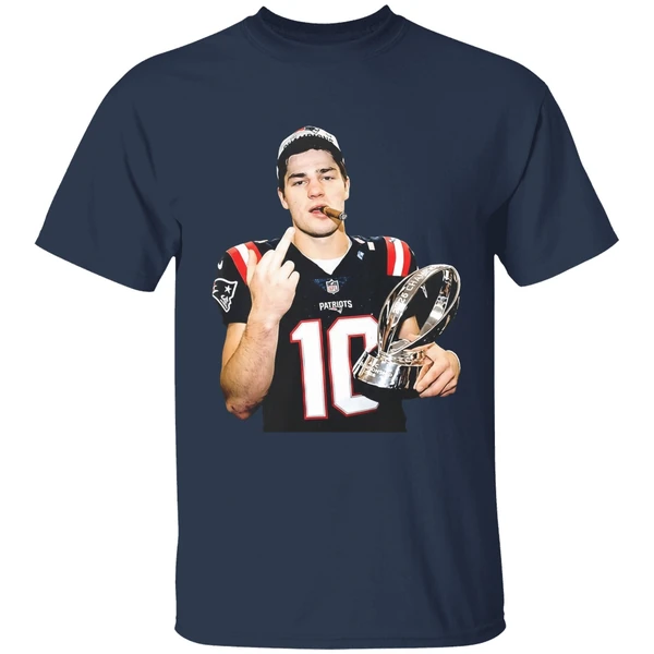 drake maye middle finger new england patriots 2026 super bowl lx logo shirt navy