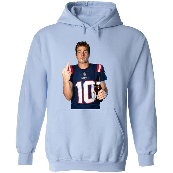 Drake Maye New England Patriots Nfl Middle Finger Smoking And Beer Meme Hoodie - Image 4