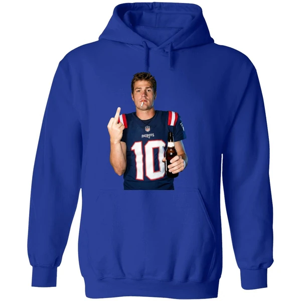 Drake Maye New England Patriots Nfl Middle Finger Smoking And Beer Meme Hoodie - Image 7
