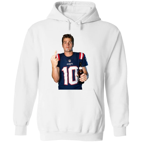 Drake Maye New England Patriots Nfl Middle Finger Smoking And Beer Meme Hoodie - Image 8