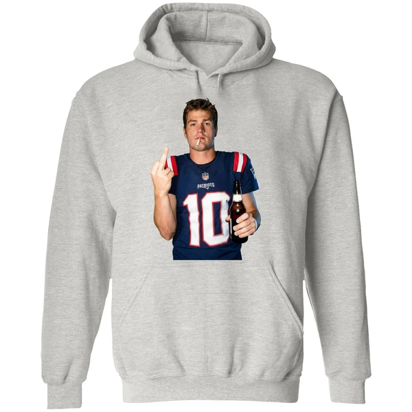 Drake Maye New England Patriots Nfl Middle Finger Smoking And Beer Meme Hoodie - Image 9