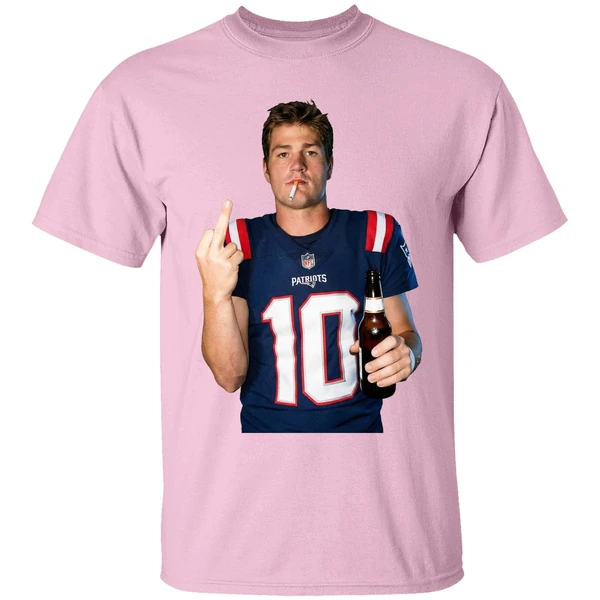 Drake Maye New England Patriots Nfl Middle Finger Smoking And Beer Meme Shirt - Image 3